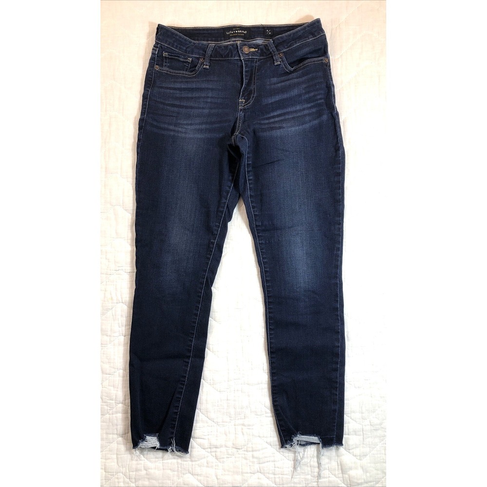 Lucky Brand Jeans Women's 8/29 Denim Dark Blue Lolita Skinny Mid Rise Raw Hem